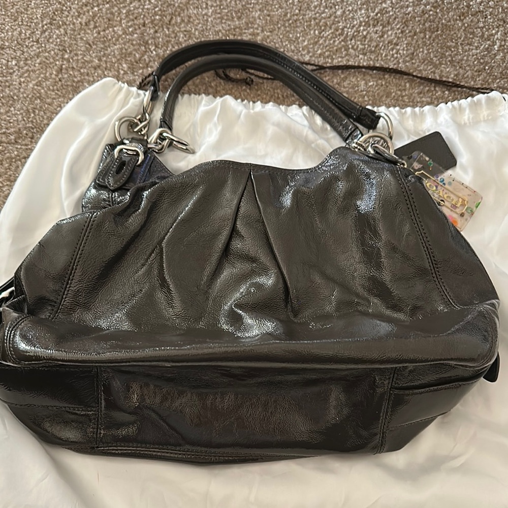 Coach dark gray Shoulder Bag with Slouchy Shape and Metal Hardware